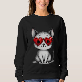 Cute Cat Heart Glasses Sweatshirt スウェットシャツ