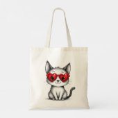 Cute Cat Heart Glasses Tote Bag トートバッグ (裏面)