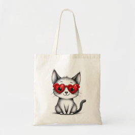 Cute Cat Heart Glasses Tote Bag トートバッグ