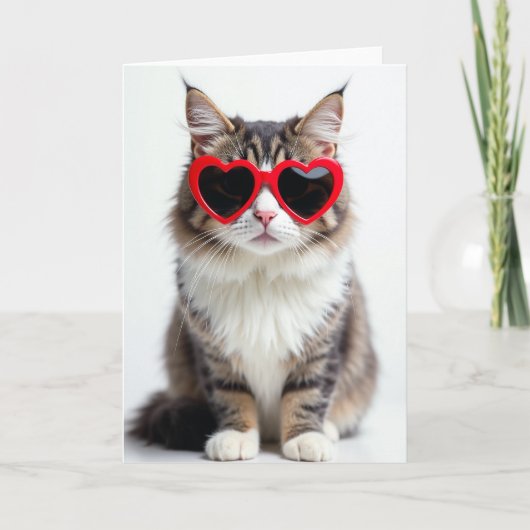 Cute Cat Heart Sunglasses Card カード (正面)