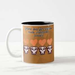 Cute Cat & Hearts Coffee Cup for Animal Lovers ツートーンマグカップ