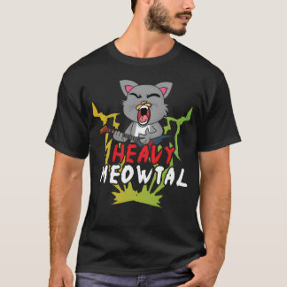 Cute Cat Heavy Meow Metal Music Lover Guitar funny Tシャツ