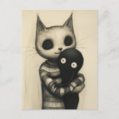 Cute Cat Hugging Thier Friend ポストカード (正面)