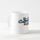 Cute Cat Illustration – Adorable “Cut Cat” Design コーヒーマグカップ (正面左)
