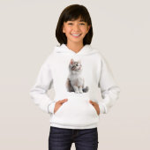 Cute Cat Illustration Girls' Turtle Neck Sweater (正面フル)