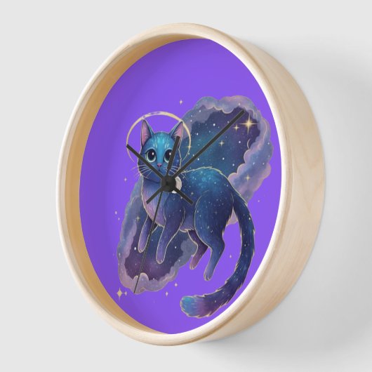 Cute Cat Illustration Wall Clock 壁時計 (傾斜)