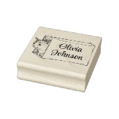 Cute Cat in a Bag Signature Name Wooden Stamp ラバースタンプ (スタンプ)