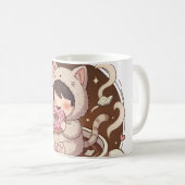 Cute Cat in Coffee Cup - Cozy Adventure art コーヒーマグカップ (正面右)