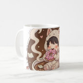 Cute Cat in Coffee Cup - Cozy Adventure art コーヒーマグカップ (正面左)