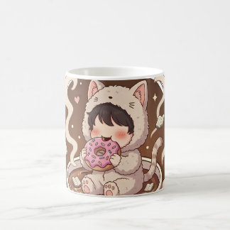 Cute Cat in Coffee Cup - Cozy Adventure art コーヒーマグカップ