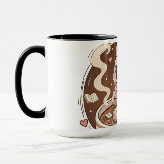 Cute Cat in Coffee Cup - Cozy Adventure art マグカップ (左)