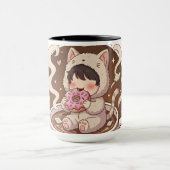 Cute Cat in Coffee Cup - Cozy Adventure art マグカップ (中央)
