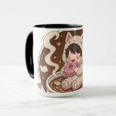 Cute Cat in Coffee Cup - Cozy Adventure art マグカップ (正面左)