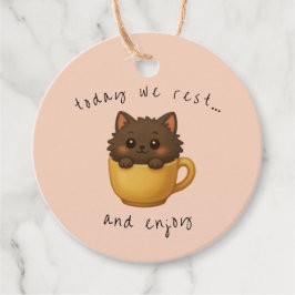 Cute Cat in Cup Gift Tags | Favor Box Tags フェイバータグ