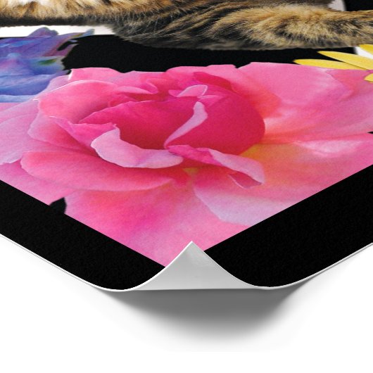 Cute cat in fantasy garden poster ポスター (角)