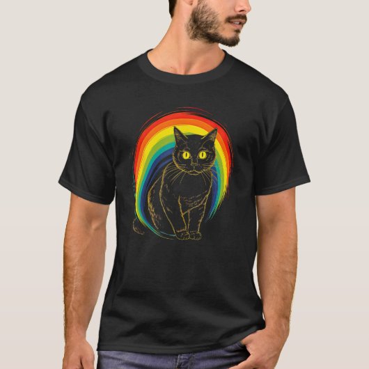 cute Cat in Front of Rainbow cats  catowner 21 Tシャツ (正面)