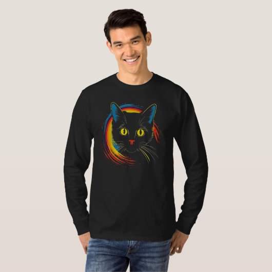 cute Cat in Front of Rainbow cats  catowner 2 Tシャツ (正面フル)