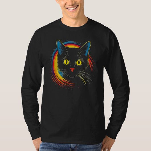 cute Cat in Front of Rainbow cats  catowner 2 Tシャツ (正面)