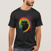 cute Cat in Front of Rainbow cats  catowner Tシャツ (正面)