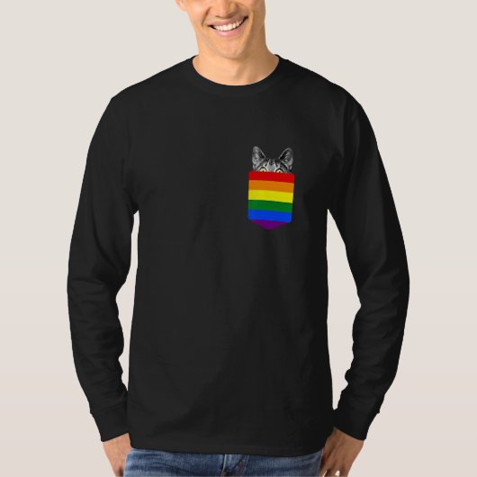 cute cat In Pocket LGBT Tシャツ (正面)