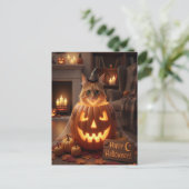 Cute Cat in Pumpkin Halloween for Cat Lovers ポストカード (スタンド正面)