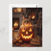 Cute Cat in Pumpkin Halloween for Cat Lovers ポストカード (正面/裏面)