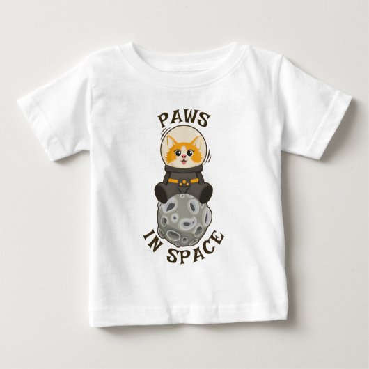 Cute Cat in space Cat Astronaut Cosmic animal Moon ベビーTシャツ (正面)