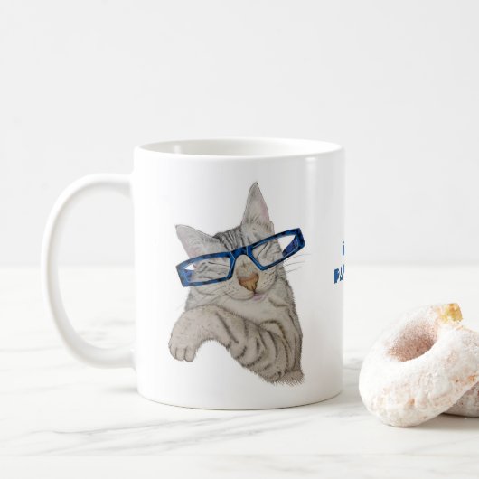 Cute Cat in Specs 考え Pawsitive Positive引用文 コーヒーマグカップ (ドーナツ)