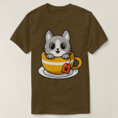 Cute Cat In Tea Cupアニメ Tシャツ (デザイン正面)
