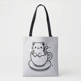 Cute Cat in Teacup Tote Bag トートバッグ