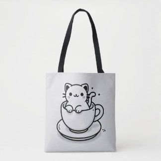 Cute Cat in Teacup Tote Bag トートバッグ