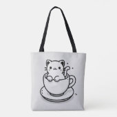 Cute Cat in Teacup Tote Bag トートバッグ (裏面)