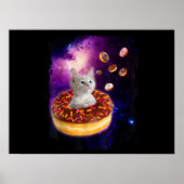 Cute Cat Inside Donut In Space Kitty Lovers ポスター (正面)