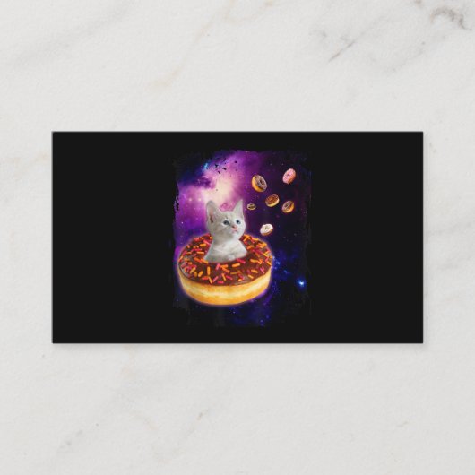 Cute Cat Inside Donut In Space Kitty Lovers 名刺 (正面)