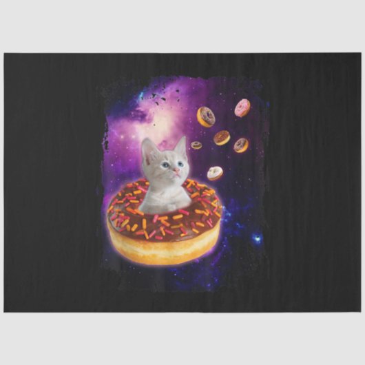 Cute Cat Inside Donut In Space Kitty Lovers 薄葉紙 (正面)