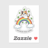 Cute Cat Jumping Over Rainbow Kawaii St Patrick  シール (シート)