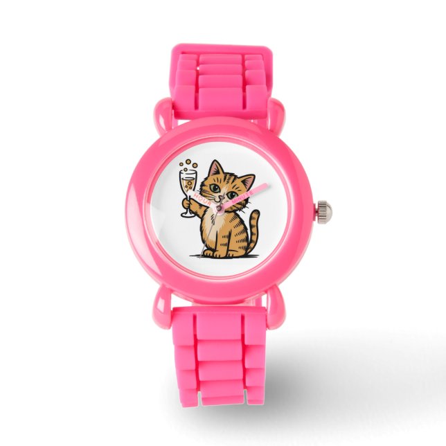 Cute Cat Kids Watch – Cartoon Kitten Birthday Gift 腕時計 (正面)