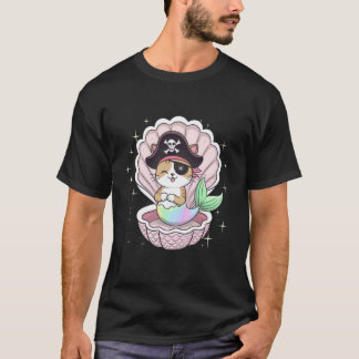 Cute Cat Kitten Mermaid Pirate Halloween Party Wom Tシャツ