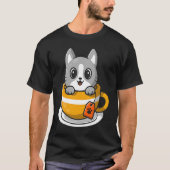 Cute Cat Kitty in a coffee or tea cup Tシャツ (正面)