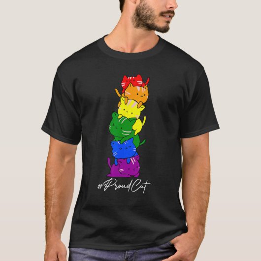 Cute Cat Kitty  LGBT Gay Pride Support LGBTQ Rainb Tシャツ (正面)