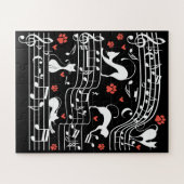 Cute Cat Kitty Playing Music Clef Piano Musician ジグソーパズル (横)