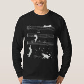 Cute Cat Kitty Playing Music Note Clef Musician Tシャツ (正面)