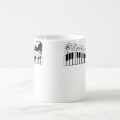 Cute Cat Kitty Playing Piano Music Clef Pianist Mu コーヒーマグカップ (中央)