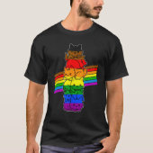 Cute Cat LGBT Philadelphia Pride Flag Support LGB Tシャツ (正面)