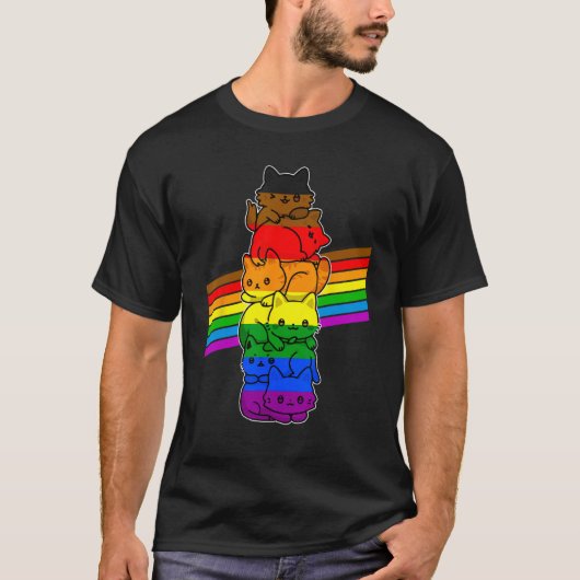 Cute Cat LGBT Philadelphia Pride Flag Support LGB Tシャツ (正面)