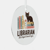 Cute Cat Librarian  メタルオーナメント (正面右)