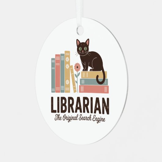 Cute Cat Librarian  メタルオーナメント (正面左)