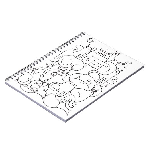 Cute Cat Line Art Coloring Notebook ノートブック (左側)