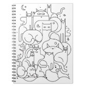Cute Cat Line Art Coloring Notebook ノートブック (正面)