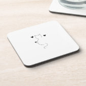 Cute cat line drawing, with three hearts コースター (左側)